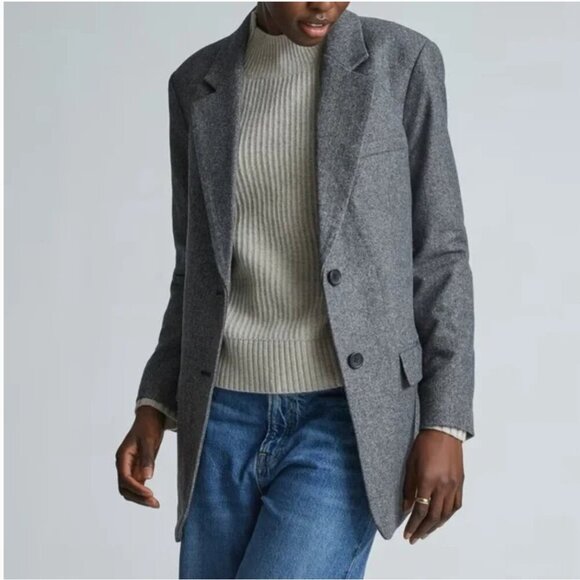 NWT Everlane The Oversized Wool Blend Blazer in Grey Herringbone - Picture 1 of 8